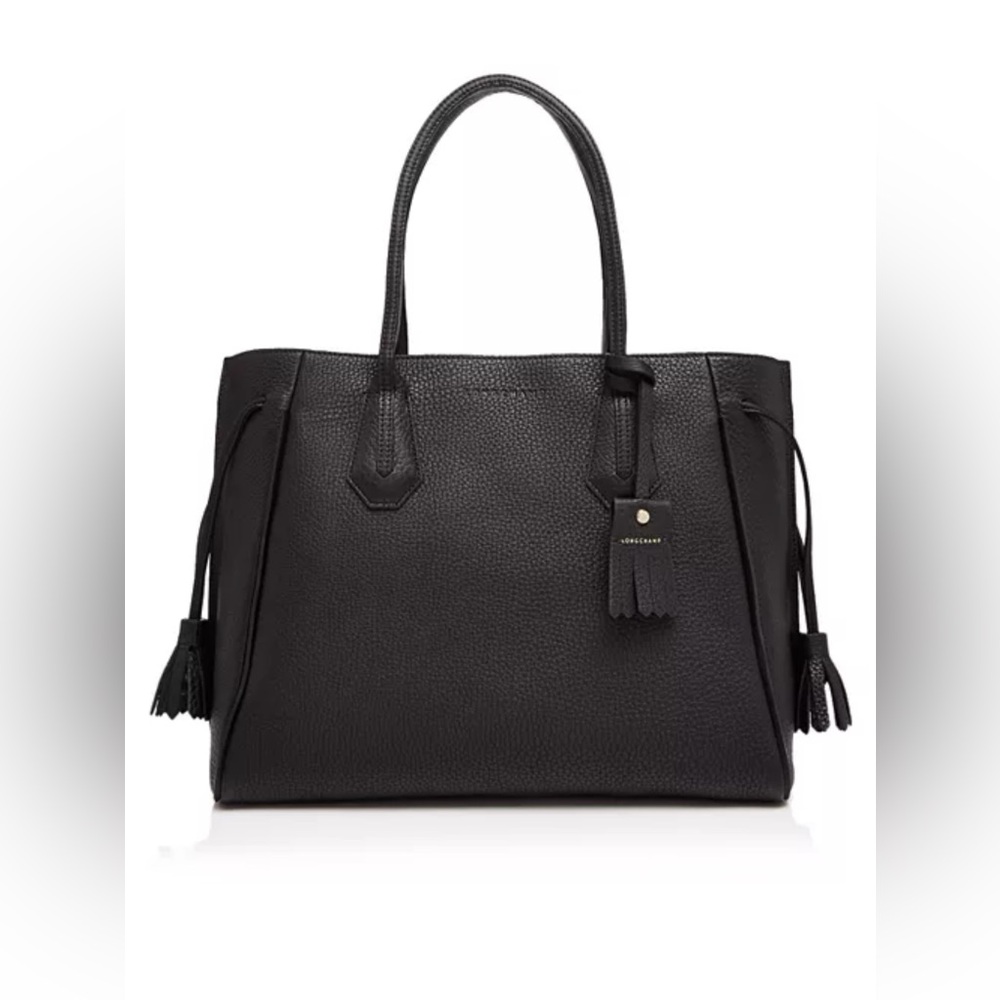 Longchamp Black Penelope Leather Shoulder Tote